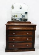 19th century mahogany chest of drawers with cushion drawer above three long drawers, to plinth