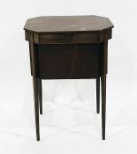 19th century worktable with elongated octagonal lift top opening to reveal part fitted interior,