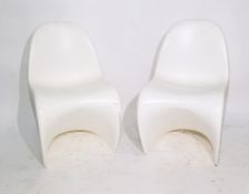 Set of six 1960's designer Verner Panton white plastic dining chairs, considered to be one of the