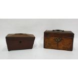 Georgian walnut tea caddy of rectangular form, wit