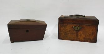 Georgian walnut tea caddy of rectangular form, wit