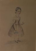 19th century British school  Pair of pencil heightened with watercolour  Two young Victorian