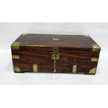 Large 19th century box of plain rectangular form, with brass mounts and lined with camphorwood, 62cm