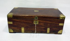 Large 19th century box of plain rectangular form, with brass mounts and lined with camphorwood, 62cm