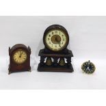 Edwardian mantel clock in inlaid mahogany case, an