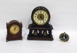 Edwardian mantel clock in inlaid mahogany case, an