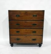 19th century mahogany campaign chest of four drawe