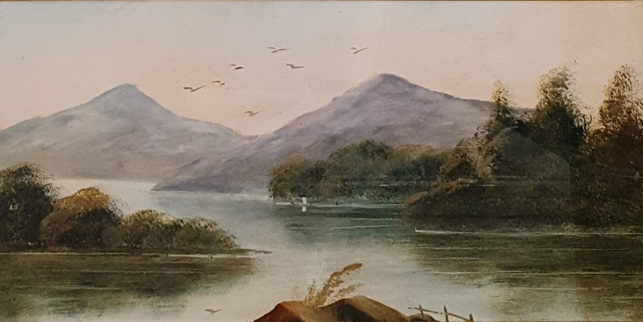 Late 19th/early 20th century British school  Watercolour and bodycolour Pair of lake scenes, - Image 2 of 2