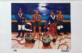 Graham Knuttel Limited edition colour print Sailors, signed lower right with artist's blind studio