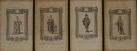 Set of 36 engravings depicting the Kings and Queens of England, engraved for 'Raymond's History of