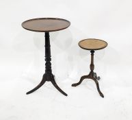 Mahogany tripod occasional table with circular dished top and outswept supports, 46cm diameter and a