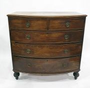 19th century mahogany bowfront chest of two short