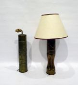 Two shell case lamp bases, both with hammered decoration (2)