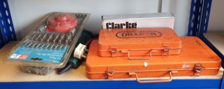 Two Draper socket sets, boxed Clark screwdriver socket set, Black & Decker corded drill and