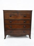 19th century mahogany secretaire chest above three drawers, 108cm x 111.5cm