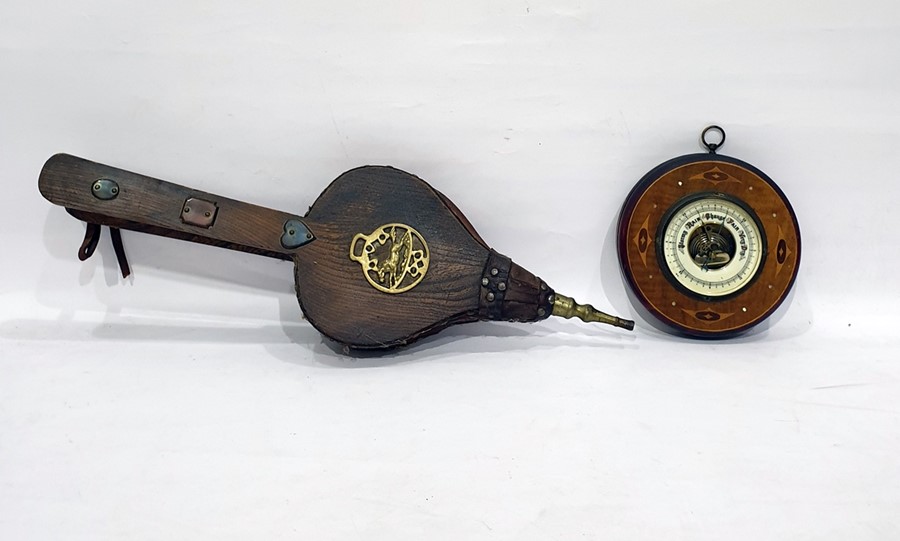 Inlaid barometer and a pair of oak bellows with brass and copper mounts (2) - Image 2 of 2