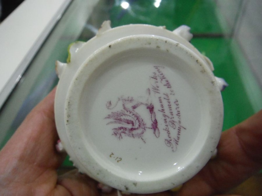 Rockingham porcelain miniature basket with hoop ha - Image 5 of 6