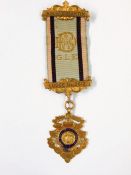 9ct gold RAOB medal for Lodge No.3612, with ribbon and clasps, gross weight 23g