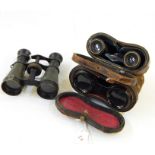 Three pairs of assorted opera glasses, two in case