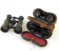 Three pairs of assorted opera glasses, two in case