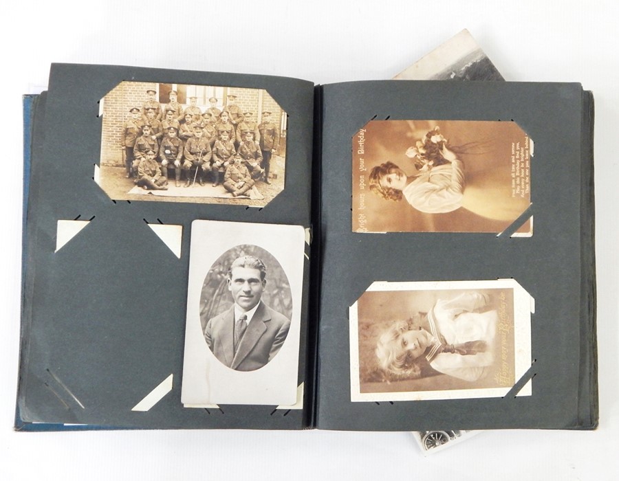 Album of postcards including portraiture, examples from Newman Studio of Loughborough, illustrated