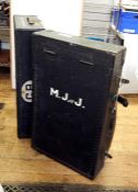 Military trunk, metal-bound, belonging to Major M J James AP John, RADC, No.450079, opening to
