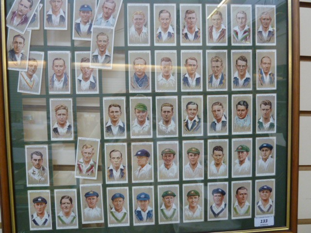 Cricketing series cigarette cards - F & G, framed