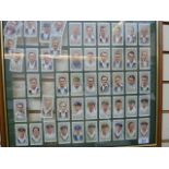 Cricketing series cigarette cards - F & G, framed