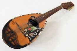 V Mirogolio & F of Catania mandolin, the pick guard with mother-of-pearl bird amongst flower design,