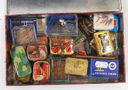 Assorted vintage gramophone needle tins and contents of needles to include Embassy, Columbia