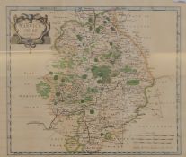 After Robert Morden Handcoloured map of Warwickshire together with a provisional OS map of