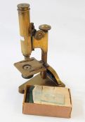 R & J Beck of London brass microscope and slides