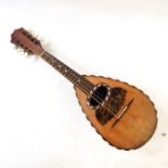 Dome-back mandolin with mother-of-pearl inlay and sound hull, in case