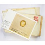 Two boxes of mint and used GB stamps in envelopes, phosphorous graphites, etc