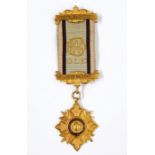 9ct gold and enamel RAOB medal for Lodge No.3647, presented by the members of the Royal Baghdad