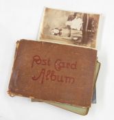 Box of assorted postcards and letters to include late Victorian album featuring various figures,