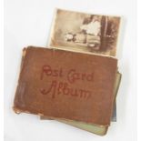 Box of assorted postcards and letters to include late Victorian album featuring various figures,