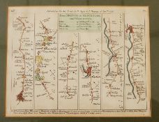 Various strip maps including London to Loughborough from Bowles' Post Chaise Companion, from Bristol