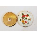 Stratton powder compact, as new, boxed with Austin Car applied detailing and another, floral