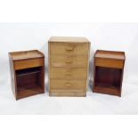 Two bedside cabinets and an oak chest of four drawers (3)