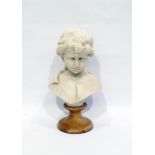 Resin bust on socle base, of child, 35cm