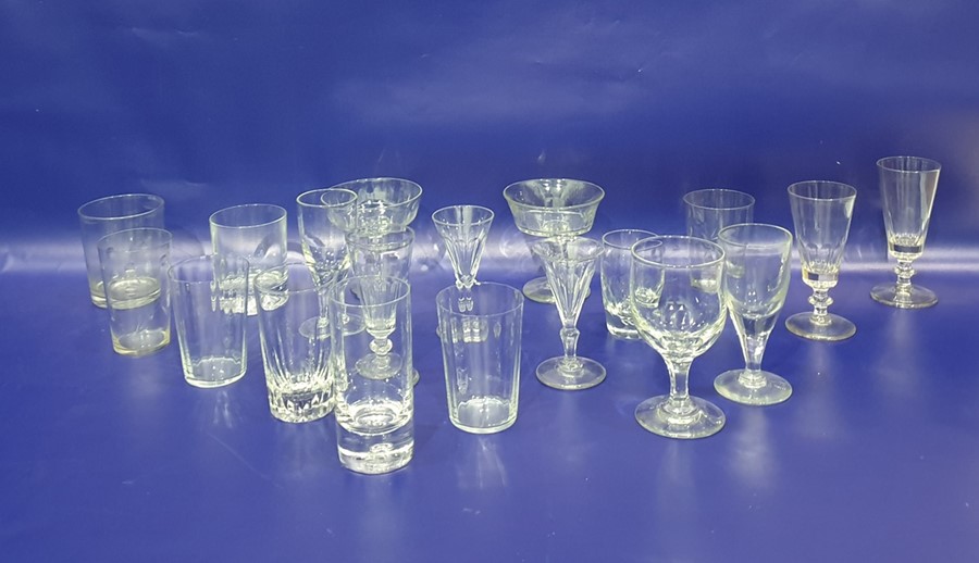 Assorted 19th century and later glassware to include wines, tumblers, etc