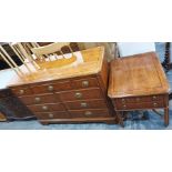20th century yew chest with canted corners, reeded pilasters, seven assorted drawers, to bracket