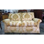 Duresta three seater sofa in pale gold foliate upholstery