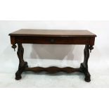 Victorian mahogany side table, the rectangular top with moulded edge and rounded corners to the