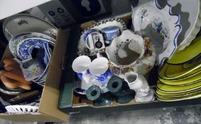 Assorted ceramics including plates, vases, candlesticks, etc (2 boxes)