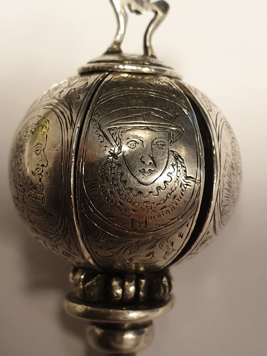 Silver pomander, circa 1600, unmarked, of globe fo - Image 7 of 13