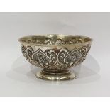 Victorian silver bowl circular with scroll and flo