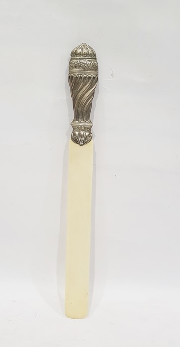 Silver handled and ivory bladed page turner, the L