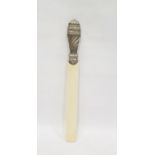 Silver handled and ivory bladed page turner, the L